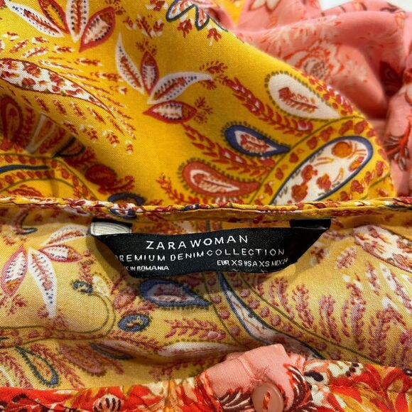 Zara Hanky Hem Maxi‎ Dress Patchwork Paisley Floral XS - Picture 4 of 4